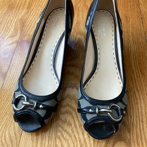 Coach open toe wedges